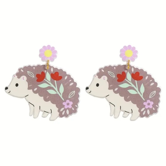 Whimsy_and_Rose Jewelry - Floral Hedgehog Earrings